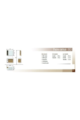 Evros Havana 80 cm Banyo Dolabı Vizon