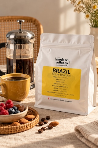 Brazil Yellow Bourbon Filtre Ve Espresso Kahve 200 Gr %100 Arabica Doğal - Espresso Makinesi İçin Öğütülmüş