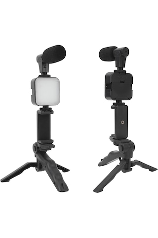 Hpytech Profesyonel Telefon Çekim Seti Tripod + Led Işık + Mikrofon Vlog, Youtube, Tiktok, Instagram Uyumlu