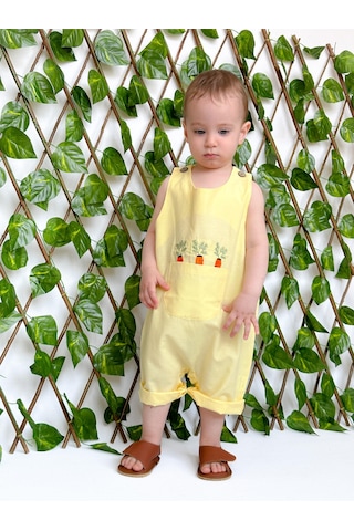 Miababy Nakışlı Yazlık Efil Tulum sarı