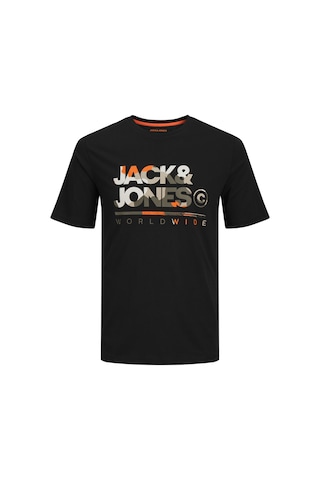 Jack & Jones Erkek Logo Baskılı Kısa Kollu Tişört - Luke Black Siyah