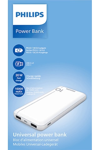 Dlp1812pw 10.000 Mah 2xusb-a 2.1a Usb-c Çıkış Pd Taşınabilir Şarj Cihazı Beyaz Beyaz