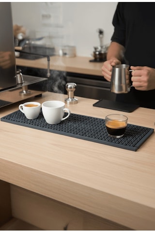 Zq Polimer 60x16 Cm Kauçuk Bar Mat, Bulaşık Kurutma Matı, Tencere Altlığı, Cam Kenarı Saksı Altlığı Siyah