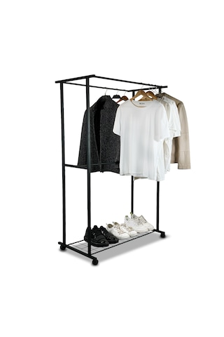 Tekerlekli Elbise Askısı Ayaklı Askılık 6081 Siyah