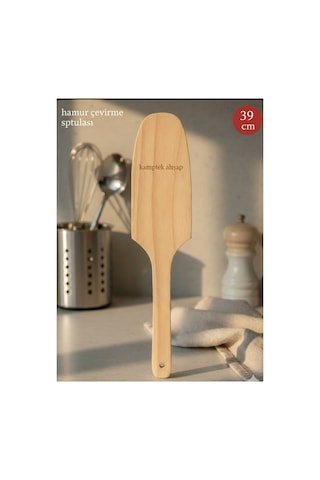 Kamptek Ahşap Hamur Çevirme Spatulası - 39 Cm Büyük Boy Yufka Ve Gözleme Spatulası Ahşap
