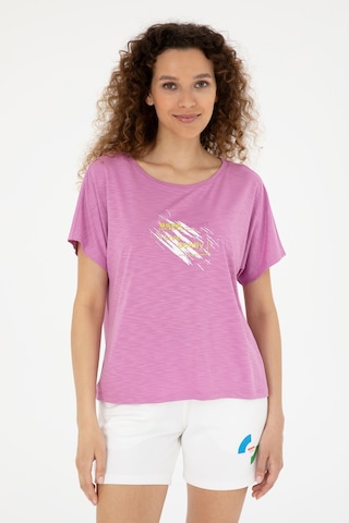 U.S. Polo Assn. Kadın Pembe Bisiklet Yaka Tişört 50284355-VR037