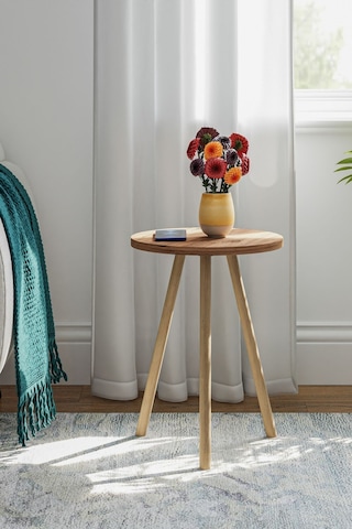 İntergo Yuvarlak Ahşap Ayaklı Tekli Zigon Yan Sehpa Atlantik Çam