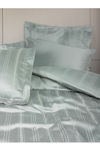 Cotton Box Smart Bambu Saten Çift Kişilik Nevresim Takımı Stripe Mint