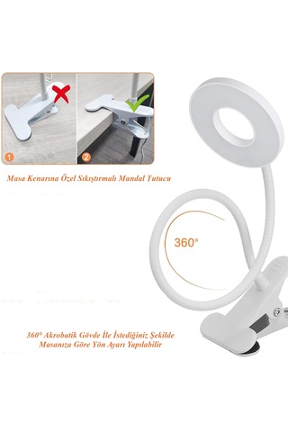 Beyaz Dekoratif Masa Lambası 10 Mod 3 Renk Şiddeti Ayarlanabilir
