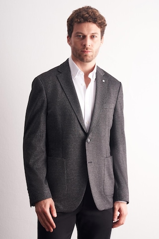 İmza Siyah Mono Yaka Kendinden Desenli Esnek 6 Drop Comfort Fit Classic Ceket 1002255155 Siyah