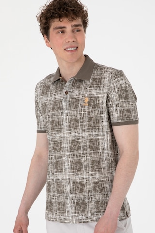 U.S. Polo Assn. Erkek Regular Fit Polo Yaka Vizon Desenli Tişört 50299641-VR052