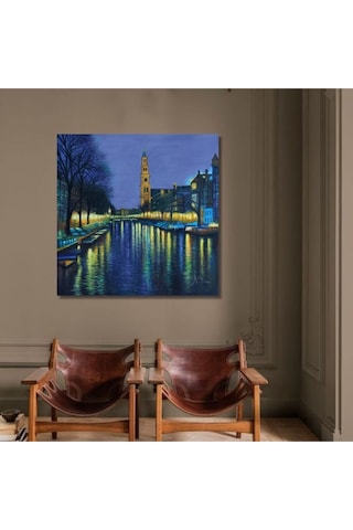 Şehir El Yapımı Yağlı Boya Tablo 76x77cm