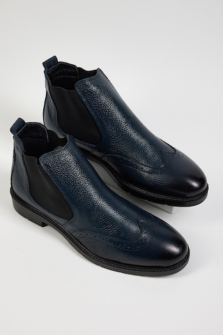 Tonny Black Erkek Lacivert Tonny Black Rahat Kalıp Detaylı Hakiki Deri Erkek Bot