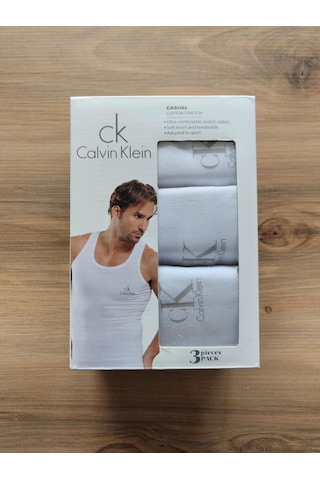 Calvin Klein Erkek Atlet 3'lü Beyaz Xxl - Beyaz Açık Beyaz