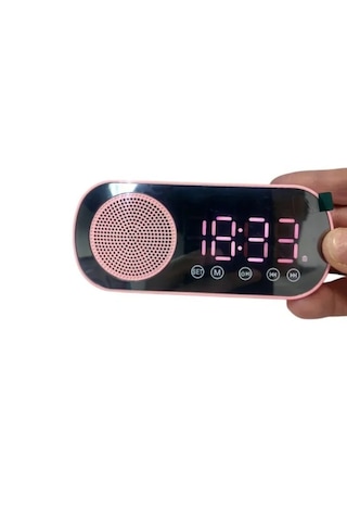 Akıllı Çalar Saat Fm Radyo Bt Modu Çift Alarm Şarj Edilebilir Pil Ve Parlaklık Ayarlı Tasarım Pembe