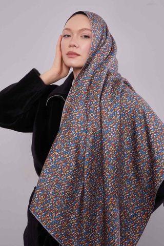 Levidor Mini Yazı Detayi Twill İpek Eşarp-0926 Gri