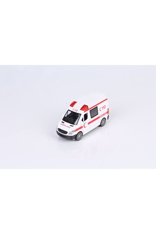Sesli Işıklı Metal Çekbırak Ambulans 1 32 Ölçek