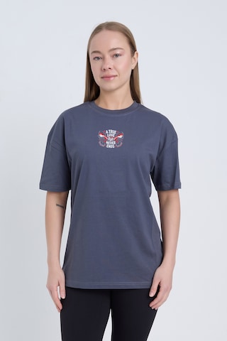 Velvoria Unisex Oversize A True Love Baskılı Antrasit Renk T-shirt