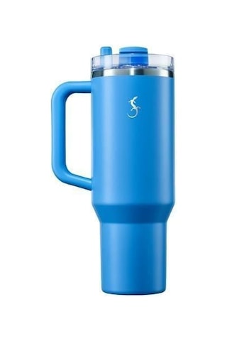 Lurch - Big Cup 1.2 L Okyanus Mavi, Paslanmaz Çelik Termos - Uzatılabilir Pipetli, Çift Cidarlı, Sızdırmaz - 240979 Beyaz