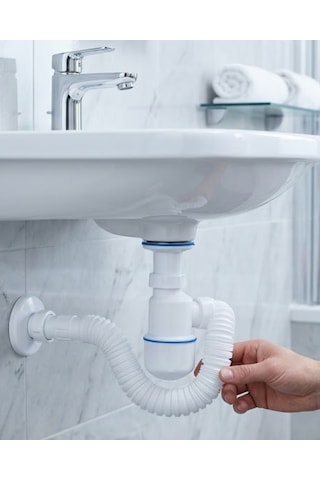 Lavabo Gider Borusu Esnek Hortumlu Sifon Seti Koku Önleyici Dayanıklı Tasarım Standart