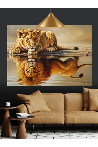 Kaplan Pusuya Yatmış Dekoratif Kanvas - Mdf Ahşap Tablo