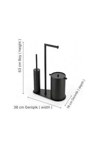 Kobos Nova Çöp Kovalı Yuvarlak Hareketli Wc Set Mat Siyah Kbw-907mb