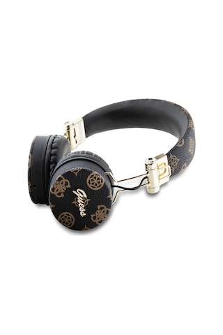 Guess Lisanslı Pu Desenli Metal El Yazısı Logolu Kulak Üstü Bluetooth Kulaklık Siyah