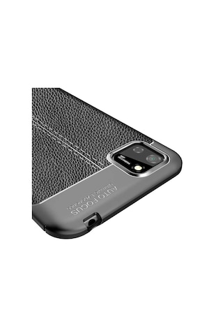 Huawei Y5p Kılıf Niss Deri Desenli Silikon Kılıf Siyah