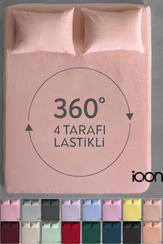 İqon Ranforce Dokuma Lastikli Çarşaf Takımı Tek Kişilik - 21 Renk Somon