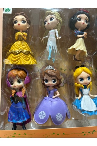 Prenses Mini Figürler, 6 Adet Prenses Figürleri, Çizgi Film Prenses Pasta Süsü Prenses