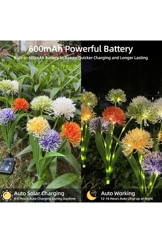 Dancemonkey Su Geçirmez Solar Çiçek Bahçe Işıkları - Dekoratif Çim Teras Feneri Çok Renkli Çok Renkli