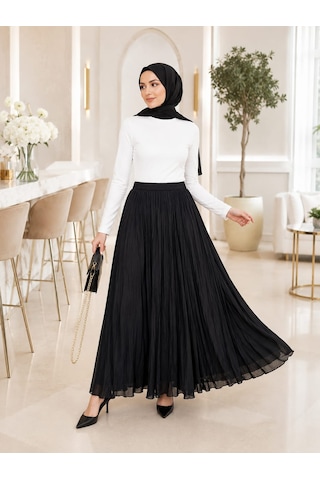 Esra Butik78 Siyah Kraş Etek Astarlı, Standart Beden, 100 Cm