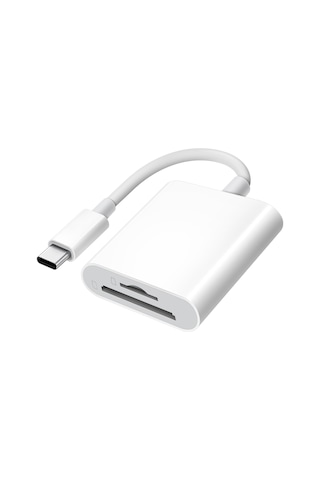 Hombey Usb-c Çift Yuva Kart Okuyucu - Sd/tf/cf Desteği,  16/15 Ve Type-c Cihazlar İçin, Fotoğraf/vide Transferi, Kompakt Beyaz