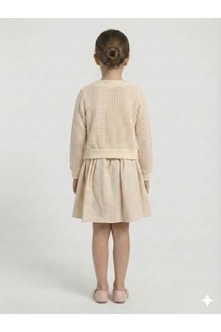 Xo Kids Kız Çocuk Elbise + Bolero 6-9 Yaş 52124 Bej