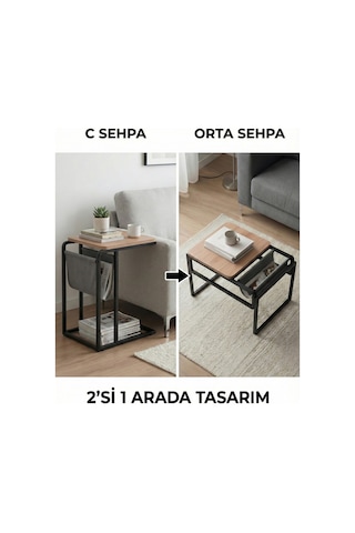 Çok Amaçlı Orta Sehpa Ve C Yan Sehpa Çam