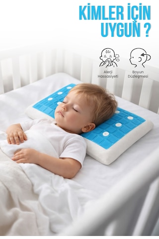 Viscofoam Terletmeyen Ortopedik Hava Kanallı Jelli Visco Bebek Yastığı 43,5 x 29,5 x 8 CM