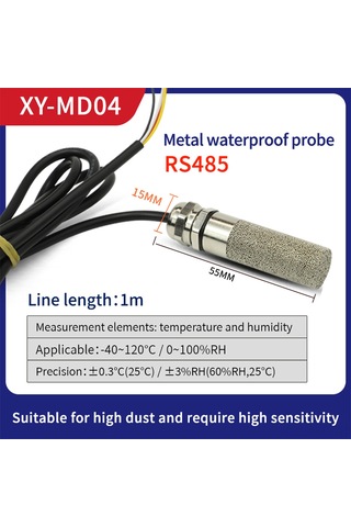 Mufunye Xy-md04 Metal Probe Sıcaklık Nem Sensörü, Rs485 Modbus İle Gerçek Zamanlı İzleme, Su Geçirmez, Endüstriyel Kullanim, Yüksek Sıcaklık Dayanimi