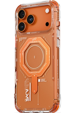 Apple Uyumlu iPhone 17 Pro Max Kılıf M-safe Şarj Özellikli Airbag Tasarımlı Magma Kapak Turuncu Turuncu