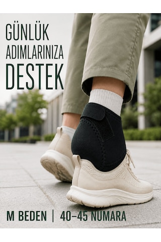 Topuk Destek Çorabı M Beden 40-45 Ayarlanabilir Cırtlı Esnek Siya
