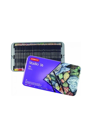 Derwent Studio Pencils Kuruboya Kalemi Teneke Kutu 36 Renk