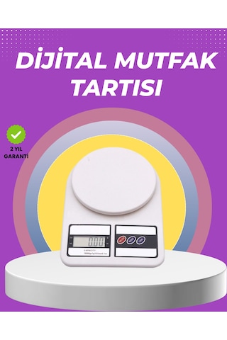 Tek Beyaz Plastik Dijital Mutfak Tartısı 24x16.8x1.5cm Najmaddin Diğer
