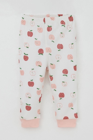 Breeze Kız Bebek Pijama Takımı Omuzdan Patlı Sevimli Minik Elma Desenli 4 Ay-1 Yaş, Ekru Ekru