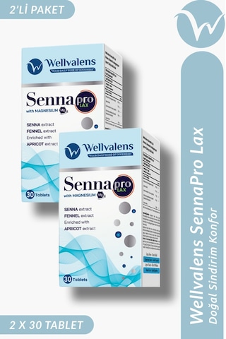 Wellvalens Sennapro Lax İkili Paket Sinameki, Magnezyum, Kayısı & Rezene İle Sindirim Konforu Ve Bağırsak Desteği 60 Tablet