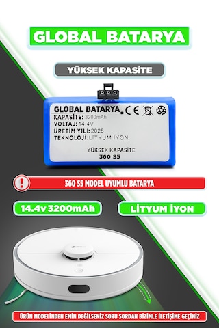 360 S5 Uyumlu Batarya 3200mah Li-ion Pil Yüksek Kapasite