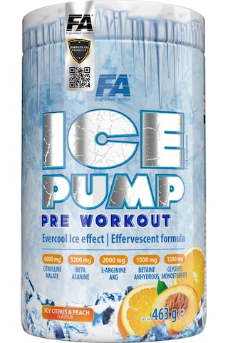 Fa Nutrition İce Pump Pre Workout Citrus & Peach Aroması 463 G Fa Nutrition İce Pump Pre Workout Citrus & Peach Aroması 463 G