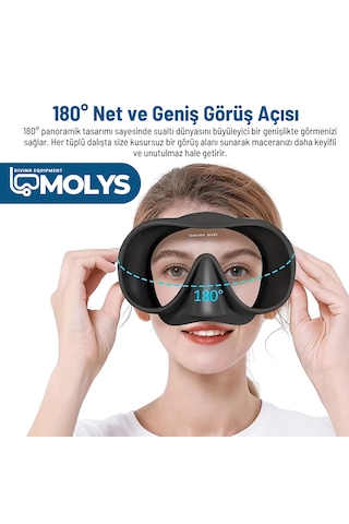 Molys M1 Dalış Maskesi + Antı Fog Buğu Önleyici Film Beyaz