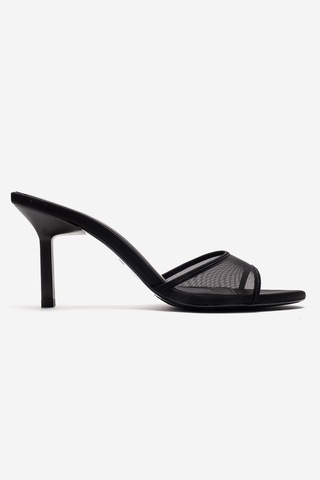 Luvishoes Monroe Siyah File Detaylı Kadın İnce Topuklu Terlik