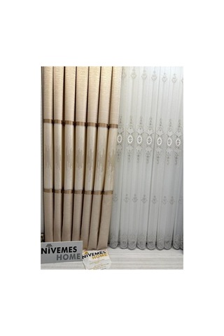 Lexroo Amasra Ft614164 V-101 Krem 1/3 Sık Pileli Fon Perde Apm