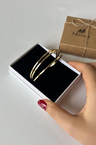 Gold Kaplama Düz 3 Lü Çelik Ajda Model Bilezik 65 Mm Gold