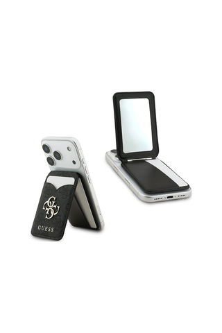 Guess Aynalı Magnetik Kartlık Metal Büyük 4g Logolu Ve Standlı Siyah